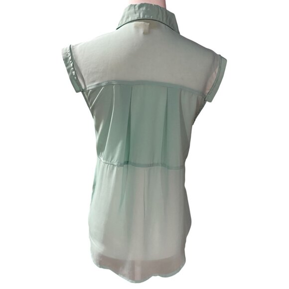 NEW Princess Vera Wang Womens S Green Sheer Top Elegant Chic Blouse Sleeveless - Picture 3 of 11